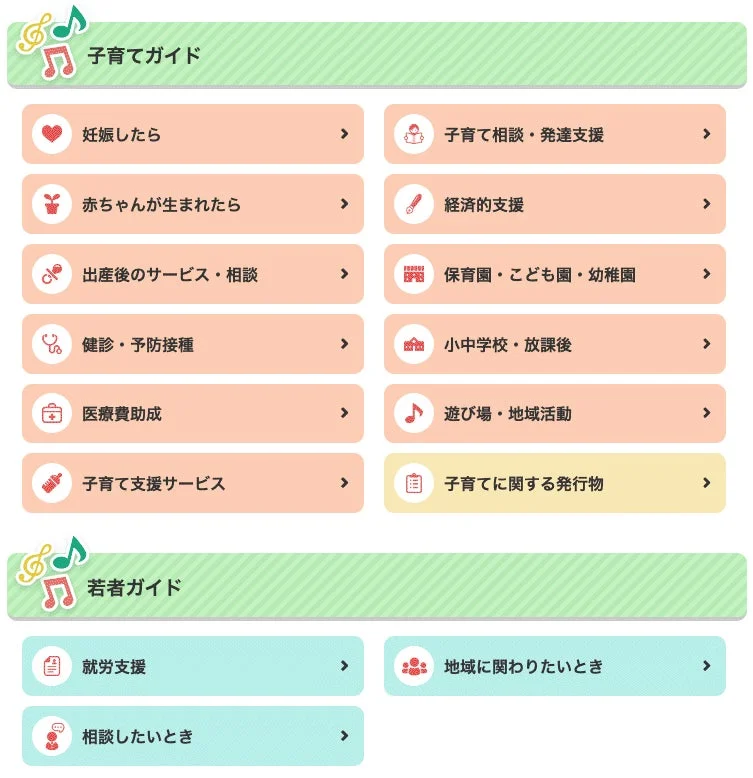 子育てガイドメニュー