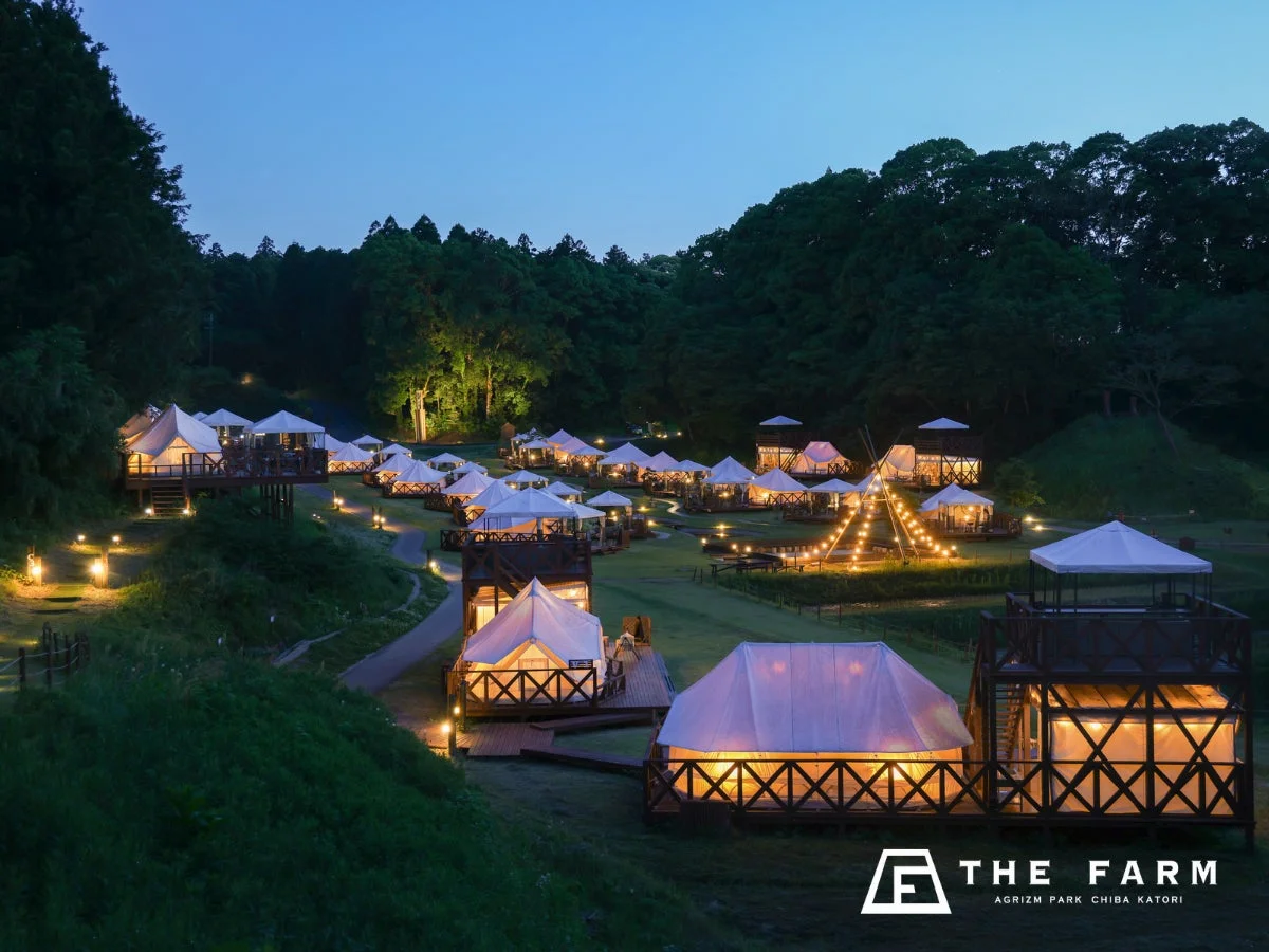 グランピング施設の夜景