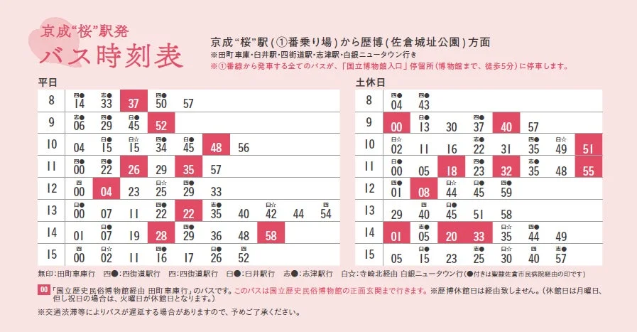 京成桜駅発バス時刻表